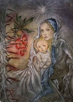 Schilderij van Madonna met rozen door Max Prantl