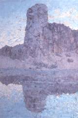 Schilderij van een blauwe berg door Max Prantl