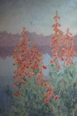 Schilderij van rode bloemen door Max Prantl
