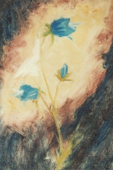 Schilderij van blauwe bloemen door Max Prantl